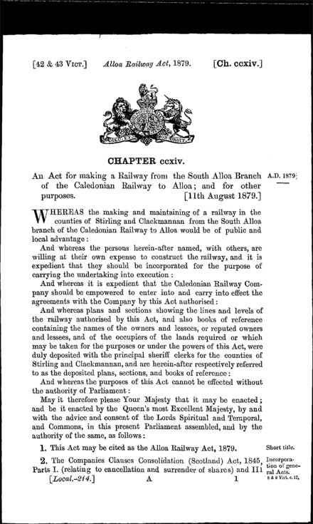 Alloa Railway Act 1879