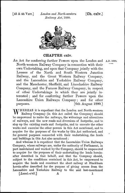 London and North Western Railway Act 1880