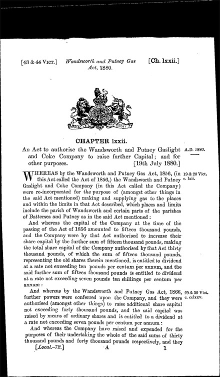 Wandsworth and Putney Gas Act 1880