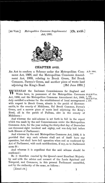 Metropolitan Commons Supplemental Act 1881