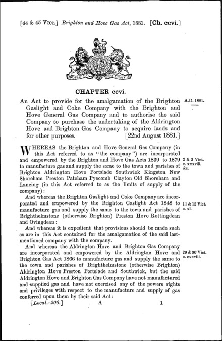 Brighton and Hove Gas Act 1881