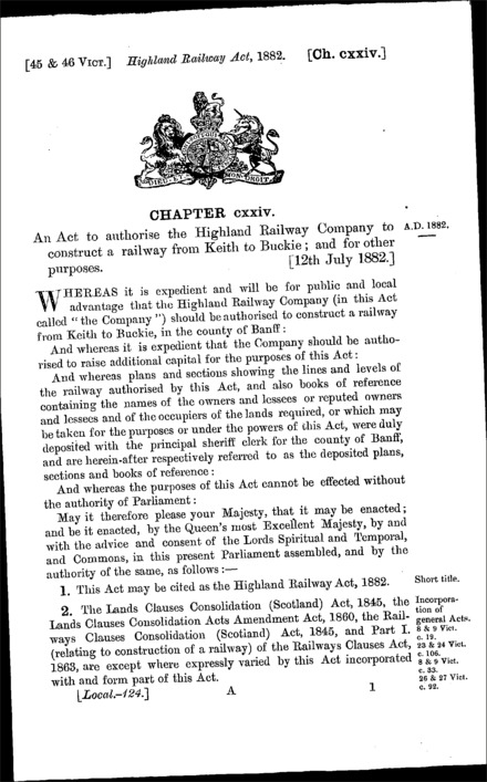 Highland Railway Act 1882