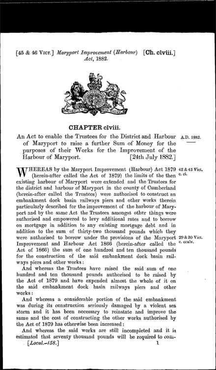 Maryport Improvement (Harbour) Act 1882