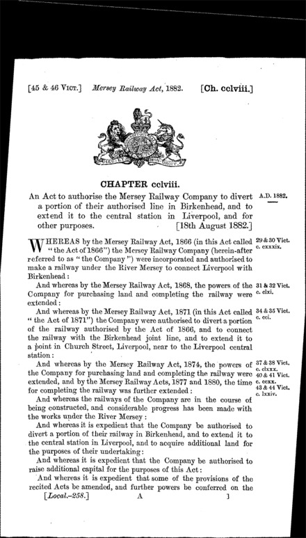 Mersey Railway Act 1882