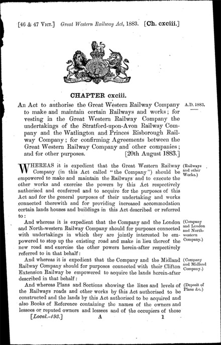 Great Western Railway Act 1883