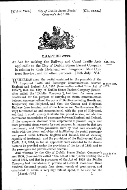 City of Dublin Steam Packet Company's Act 1884