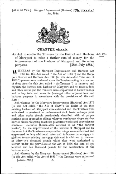 Maryport Improvement (Harbour) Act 1884