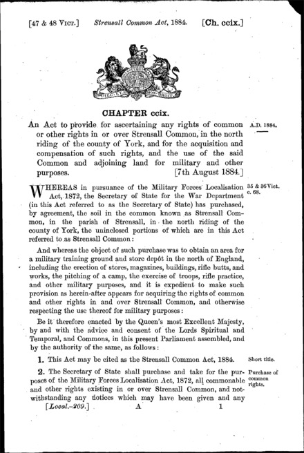 Strensall Common Act 1884