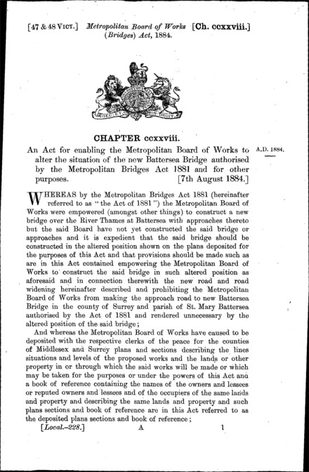 Metropolitan Board of Works (Bridges) Act 1884