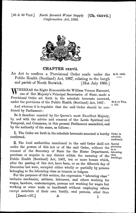North Berwick Water Supply Confirmation Act 1885