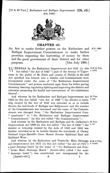 Rathmines and Rathgar Improvement Act 1885