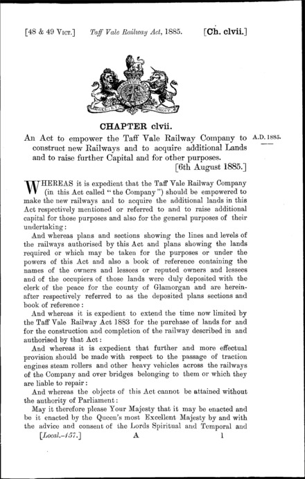 Taff Vale Railway Act 1885