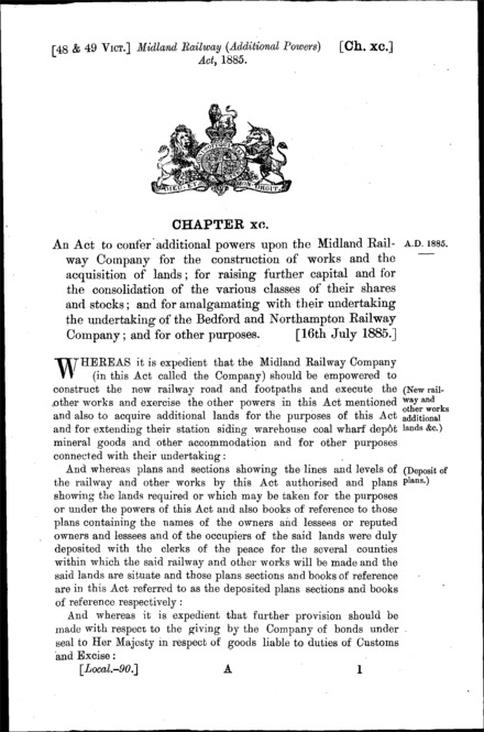 Midland Railway (Additional Powers) Act 1885
