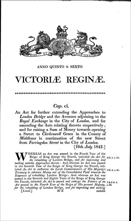 London (City) and Middlesex Roads Act 1842
