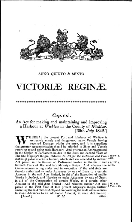 Wicklow Harbour Act 1842
