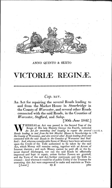 Stourbridge Roads Act 1842