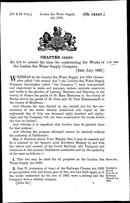 London Sea Water Supply Act 1888
