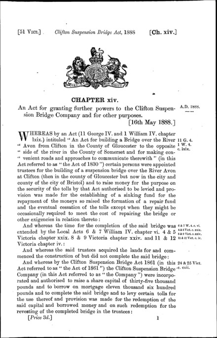 Clifton Suspension Bridge Act 1888