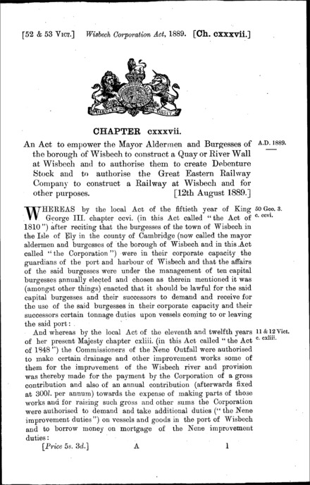 Wisbech Corporation Act 1889