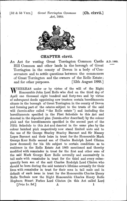 Great Torrington Commons Act 1889