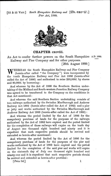 South Hampshire Railway and Pier Act 1889