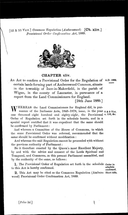 Commons Regulation (Amberswood) Provisional Order Confirmation Act 1889