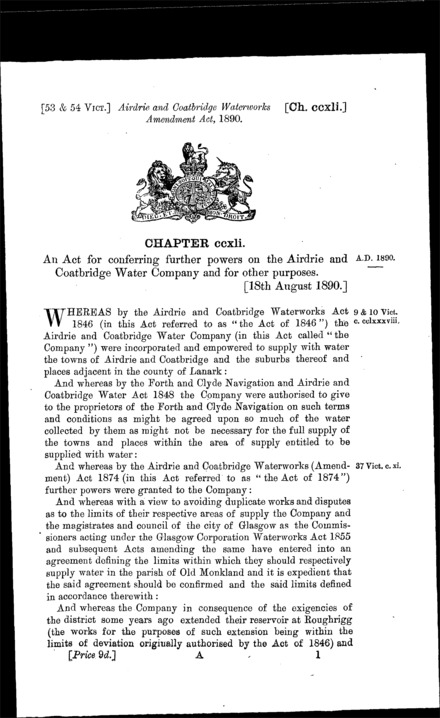 Airdrie and Coatbridge Waterworks Amendment Act 1890