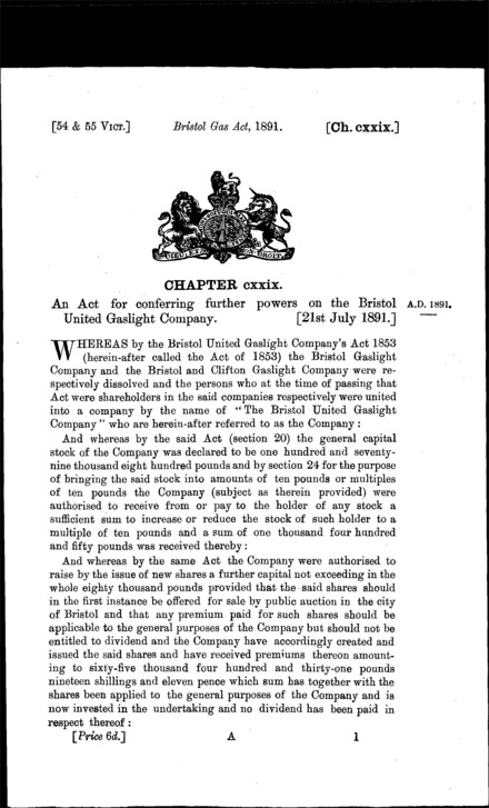 Bristol Gas Act 1891