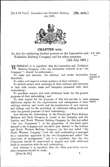 Lancashire and Yorkshire Railway Act 1891