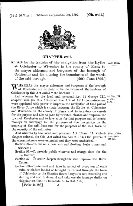 Colchester Corporation Act 1892