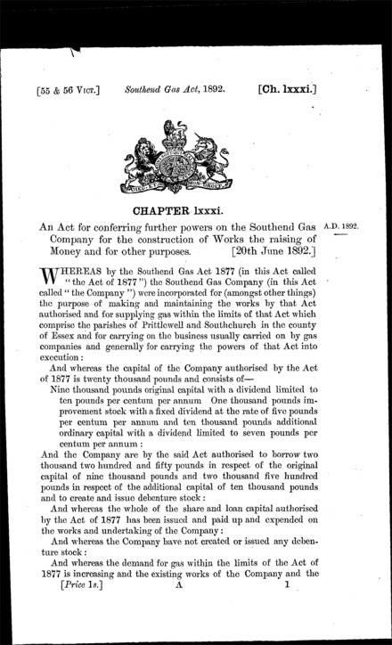 Southend Gas Act 1892