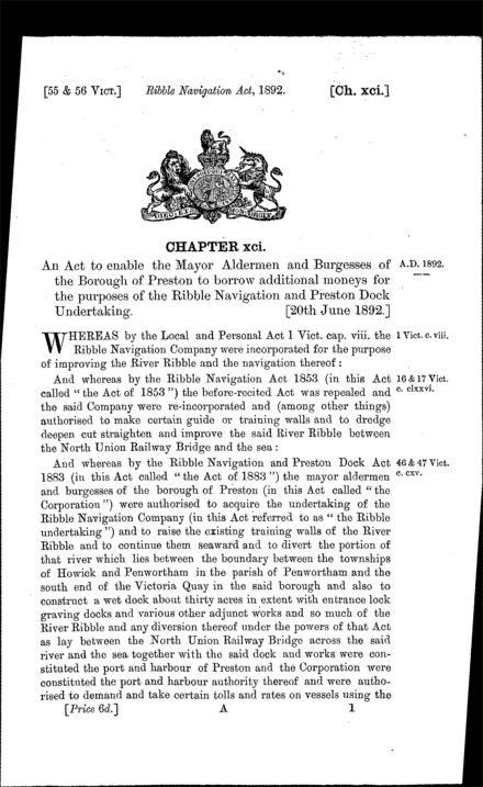 Ribble Navigation Act 1892