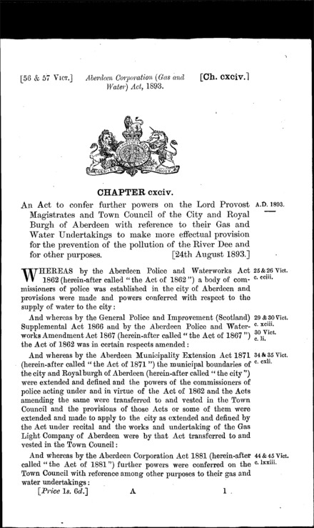 Aberdeen Corporation (Gas and Water) Act 1893
