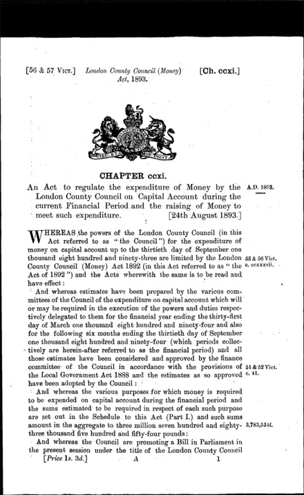London County Council (Money) Act 1893