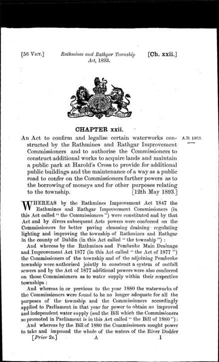 Rathmines and Rathgar Township Act 1893