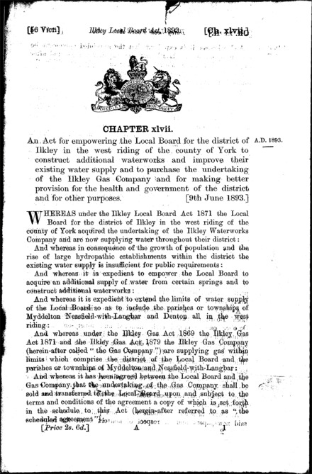 Ilkley Local Board Act 1893