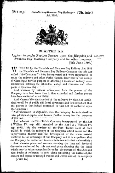 Rhondda and Swansea Bay Railway Act 1893