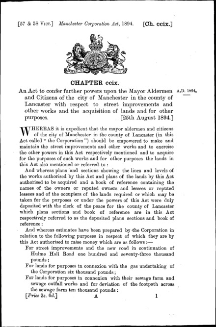 Manchester Corporation Act 1894