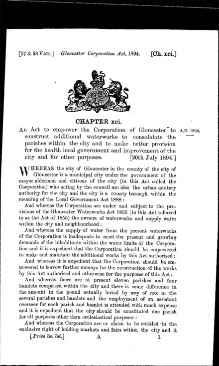 Gloucester Corporation Act 1894