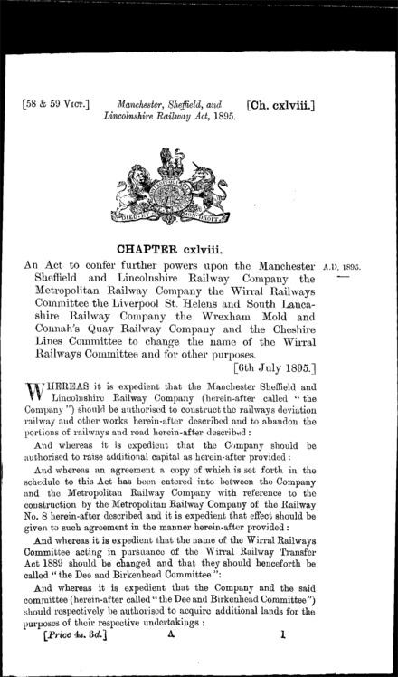 Manchester, Sheffield and Lincolnshire Railway Act 1895