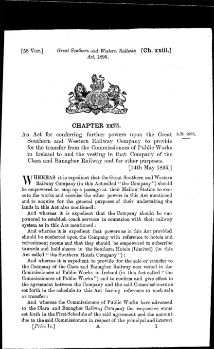 Great Southern and Western Railway Act 1895