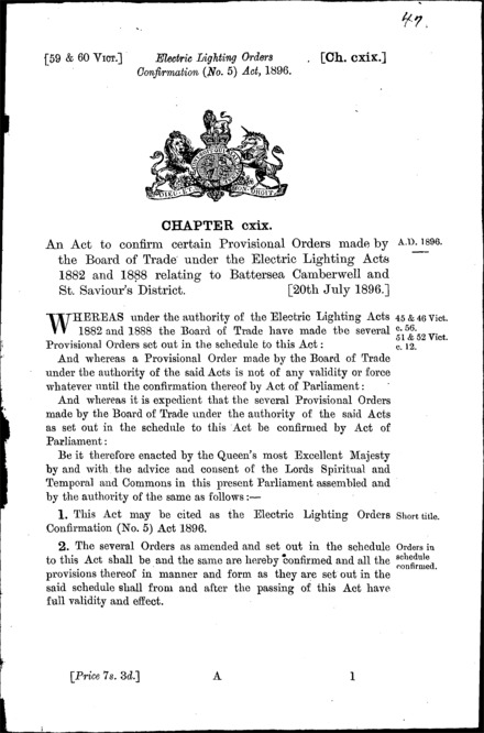 Electric Lighting Orders Confirmation (No. 5) Act 1896