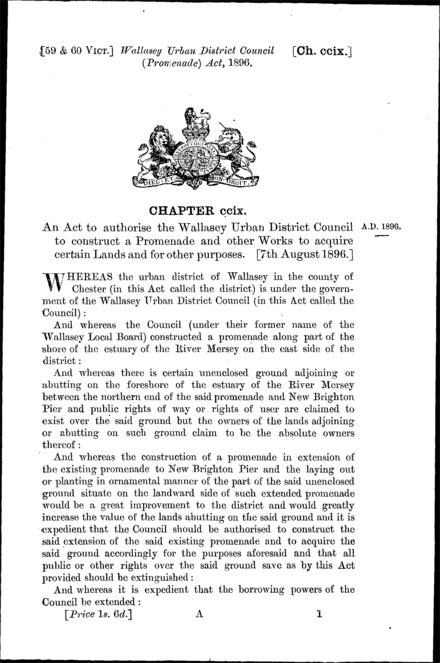Wallasey Urban District Council (Promenade) Act 1896