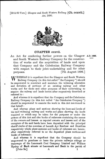 Glasgow and South Western Railway Act 1896