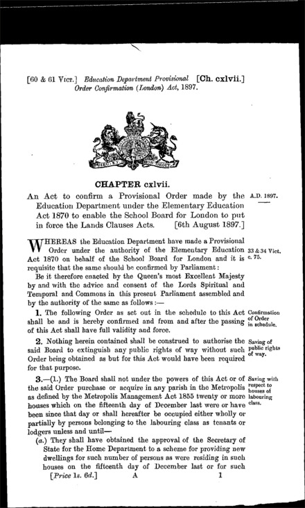 Education Department Provisional Order Confirmation (London) Act 1897