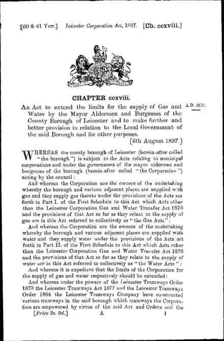 Leicester Corporation Act 1897