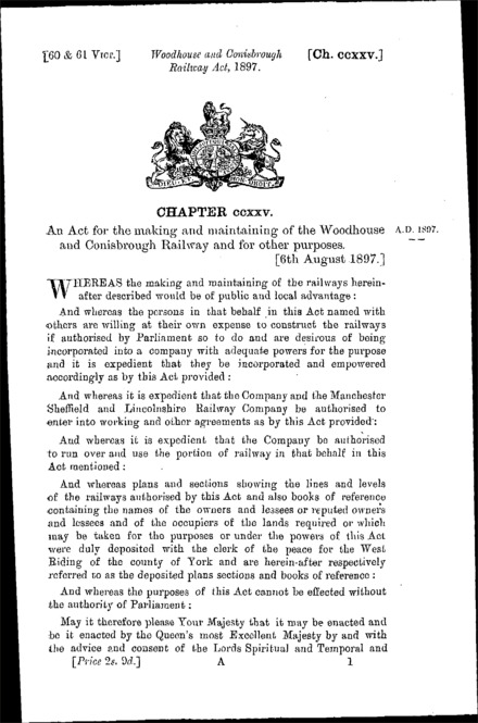 Woodhouse and Conisbrough Railway Act 1897