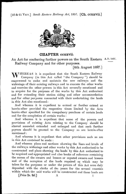 South Eastern Railway Act 1897