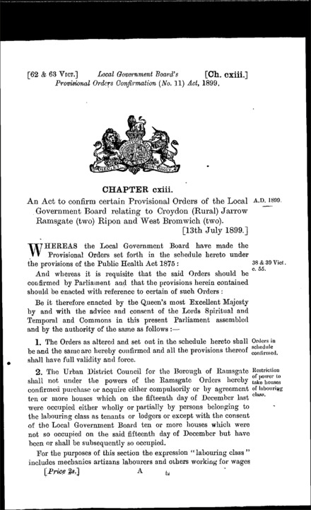 Local Government Board's Provisional Orders Confirmation (No. 11) Act 1899