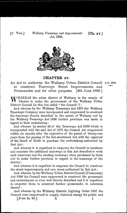 Wallasey Tramways and Improvements Act 1899